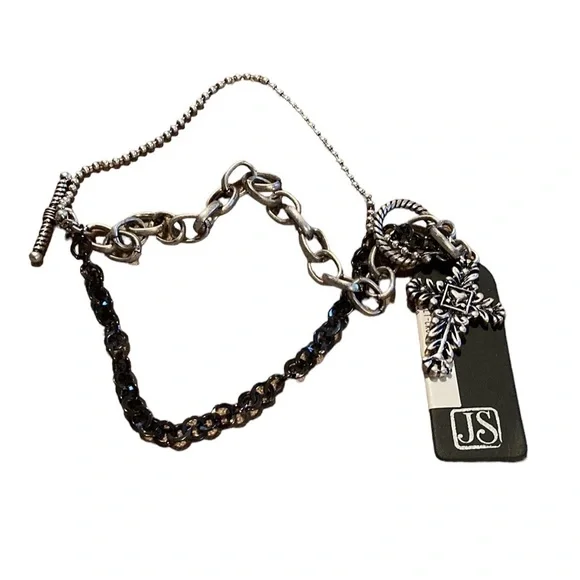 J S Collection Designs Silver Cross Bracelet - Picture 6 of 8